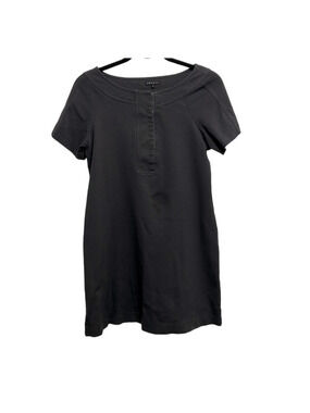 Theory Black Ponte Short Sleeve Hook Placket Dress size large